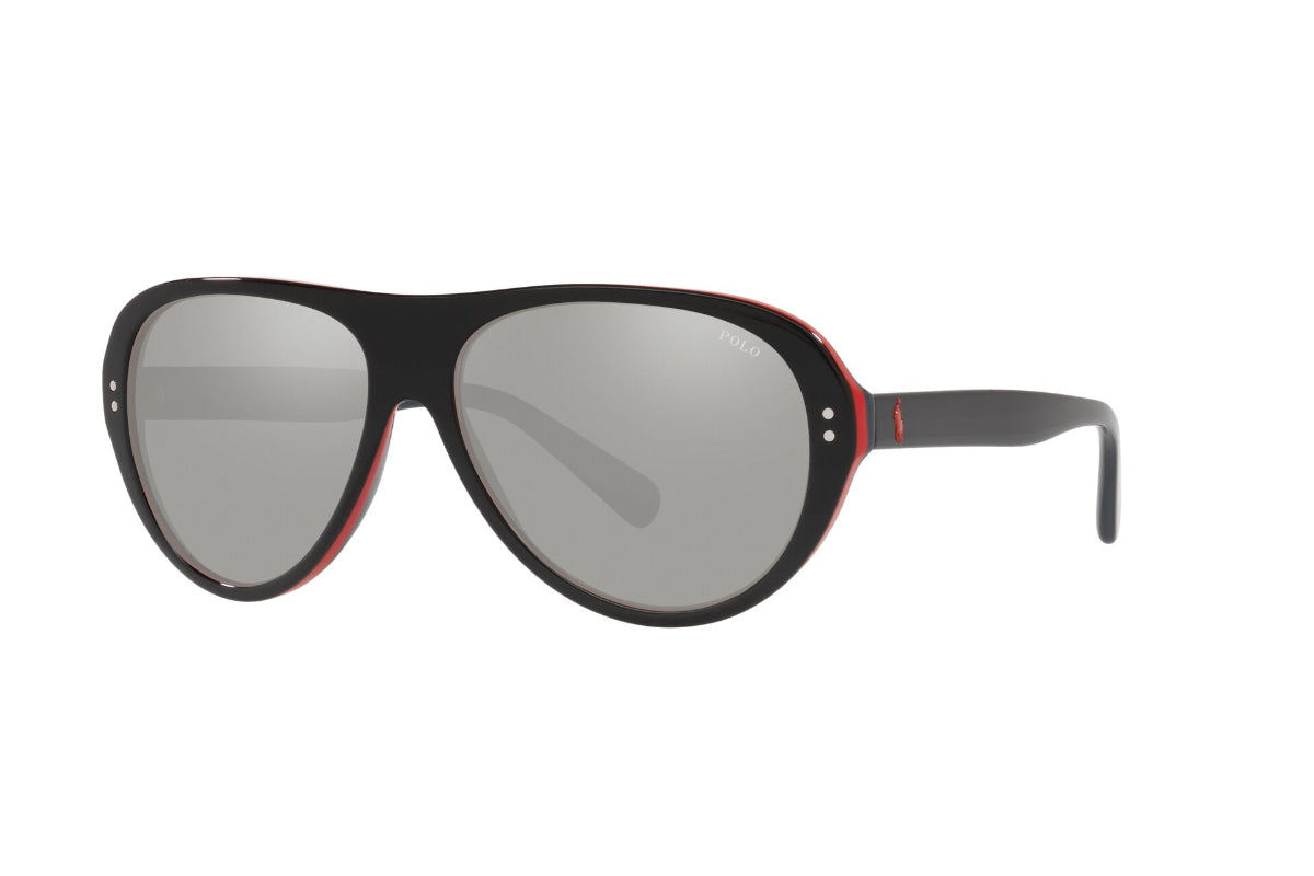 Lentes de Sol Shiny Black Red Navy Polo Ralph Lauren