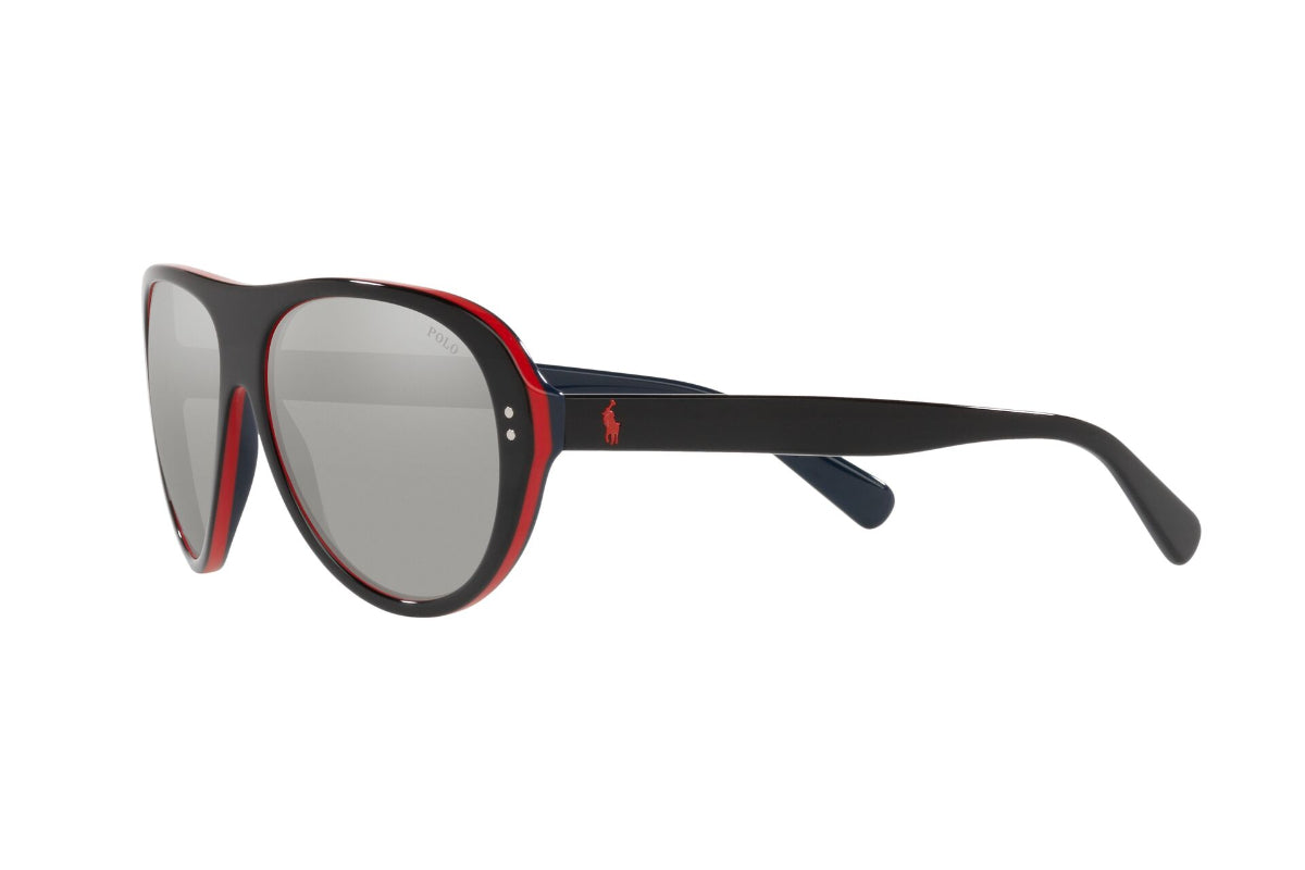 Lentes de Sol Shiny Black Red Navy Polo Ralph Lauren